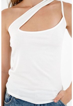 Topmark Camiseta Blanca De Un Solo Hombro Para Mujer