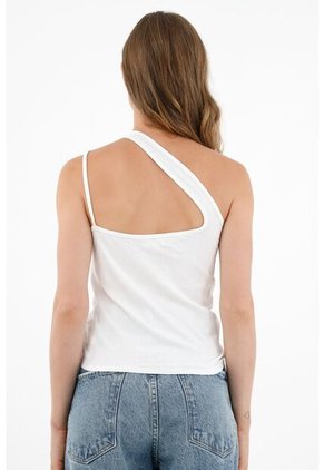 Topmark Camiseta Blanca De Un Solo Hombro Para Mujer