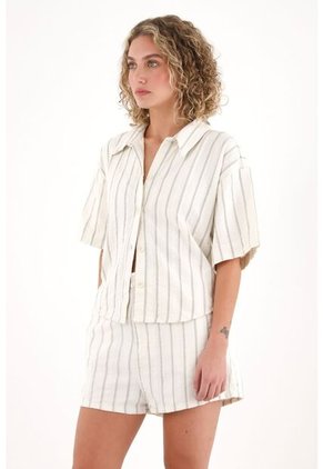 Topmark Camisa De Diseño A Rayas Crudo Para Mujer