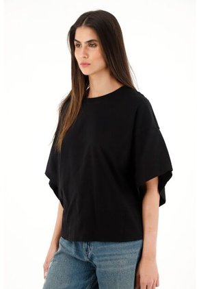 Topmark Camiseta Negra De Silueta Amplia Para Mujer