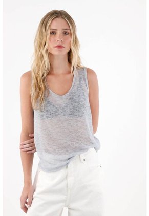 Topmark Camiseta Con Transparencia Azul Para Mujer