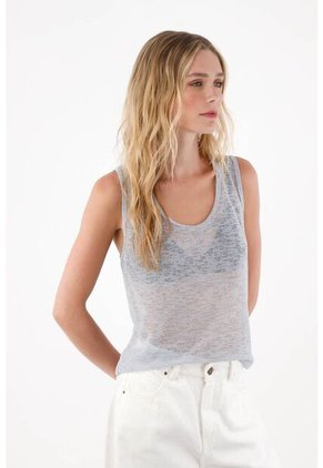 Topmark Camiseta Con Transparencia Azul Para Mujer