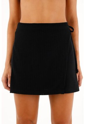 Topmark Falda Corta Negra De Tela Con Textura Para Mujer