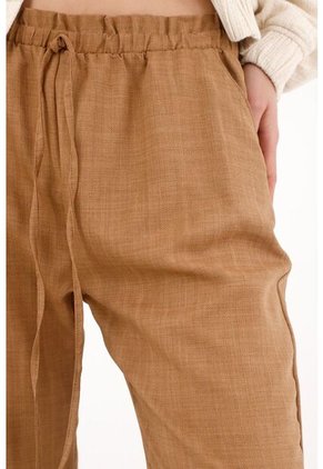 Topmark Pantalón Recto Con Cintura Elástica Café Para Mujer