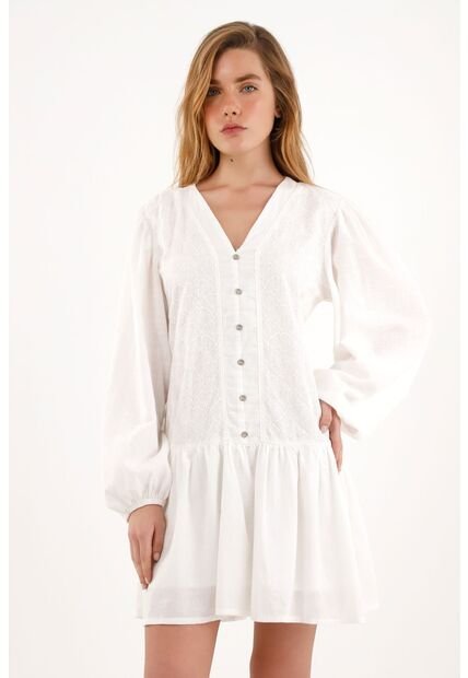 Topmark Vestido Crudo Corto Manga Larga Para Mujer