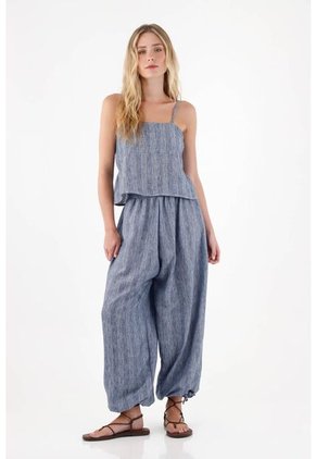 Topmark Camisa De Tiras Y Tela Fluida Azul Para Mujer