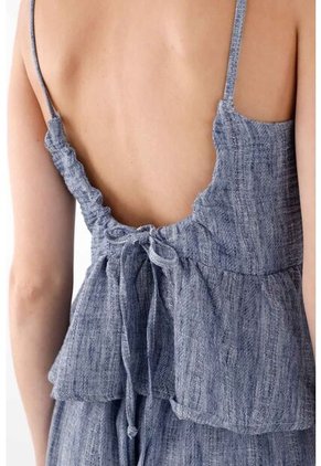 Topmark Camisa De Tiras Y Tela Fluida Azul Para Mujer