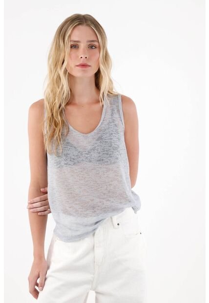 Topmark Camiseta Con Transparencia Azul Para Mujer