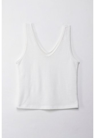 Topmark Camiseta Básica Manga Sisa Crudo Con Detalle Frontal Para Mujer topmark