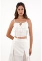 Topmark Camisa Crop De Tiras Crudo De Ajuste Cómodo Para Mujer de topmark