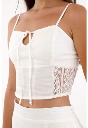 Topmark Camisa Crop De Tiras Crudo De Ajuste Cómodo Para Mujer