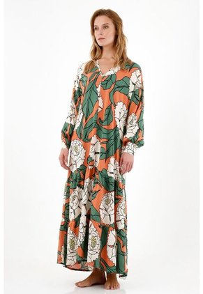 Topmark Vestido Manga Larga Estampado Para Mujer