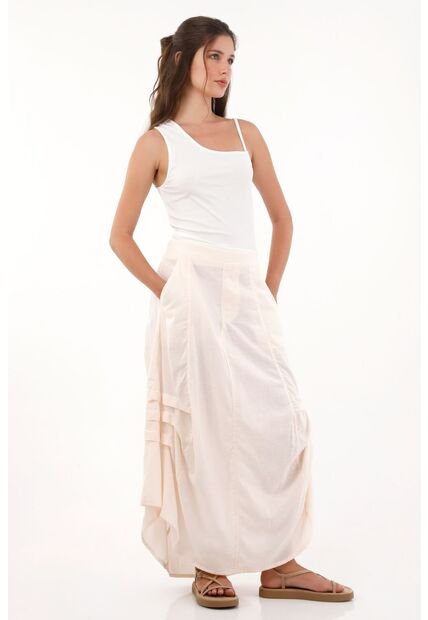 Topmark Falda Larga Con Bolsillos De Parche Crudo Para Mujer