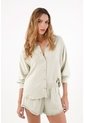 Topmark Camisa Para Mujer De Viscosa Verde Salvia Relaxed Fit Con Textura Arrugada de topmark