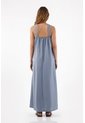 Topmark Vestido Para Mujer De Viscosa Azul Humo Relajado Con Escote Halter Anudado de topmark