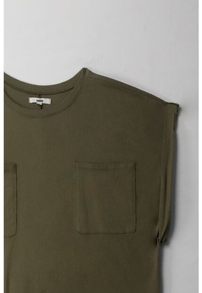 Topmark Camiseta Manga Sisa Con Bolsillo Verde Para Mujer