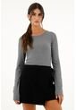 Topmark Camiseta Gris Manga Larga En Rib Para Mujer de topmark