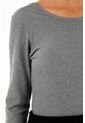 Topmark Camiseta Gris Manga Larga En Rib Para Mujer de topmark