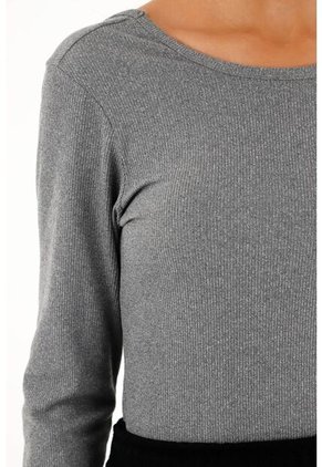 Topmark Camiseta Gris Manga Larga En Rib Para Mujer