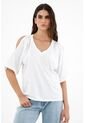 Camiseta Blanca Con Aberturas En Hombro Para Mujer de topmark