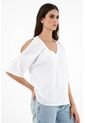 Camiseta Blanca Con Aberturas En Hombro Para Mujer de topmark