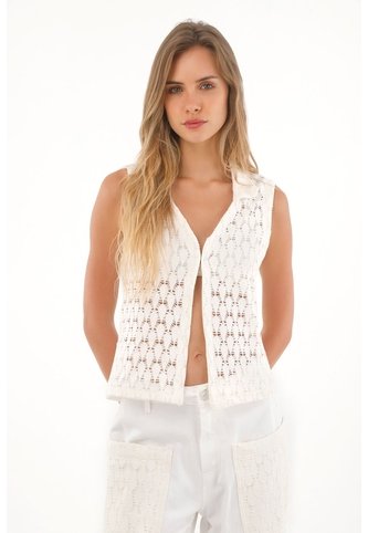 Topmark Chaleco Con Encaje Crudo Para Mujer topmark