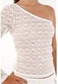 Camiseta One Shoulder Tipo Blonda Crudo Para Mujer de topmark