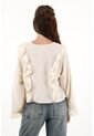 Camisa Con Boleros Amplia Crudo Para Mujer de topmark