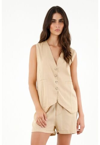 Bermuda De Tiro Alto Con Guardapolvo Para Mujer topmark