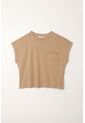 Topmark Camiseta Manga Corta Con Bolsillo Crudo Con Cuello Marcado Para Mujer de topmark