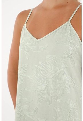 Topmark Vestido Largo En Tela De Flores Verde Para Mujer