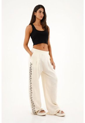 Topmark Pantalón Recto Crudo Con Estampado Para Mujer