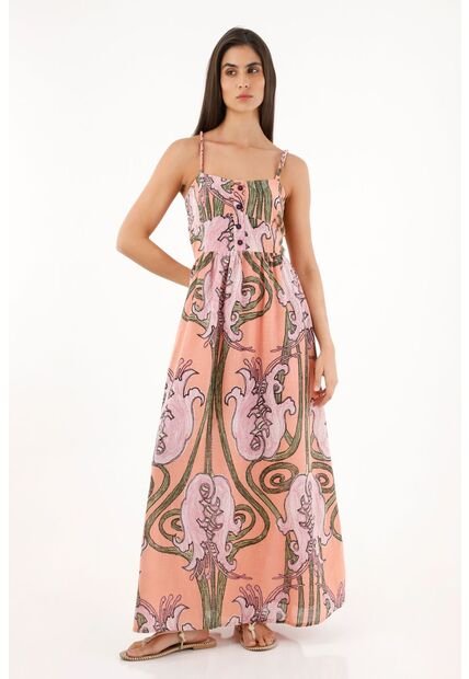 Vestido Largo Con Estampado De Flores Para Mujer