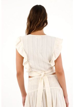 Topmark Camisa Crop Manga Sisa Crudo Para Mujer