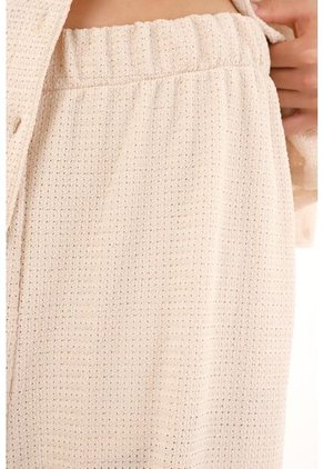 Pantalón Recto Crudo En Tejido De Punto Para Mujer