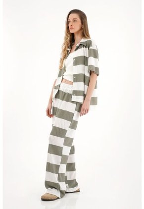 Topmark Pantalón Recto Tejido Con Diseño A Rayas Para Mujer