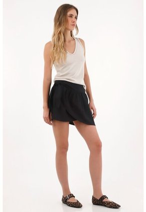 Topmark Falda Corta Con Tapa Cruzada Negra Para Mujer