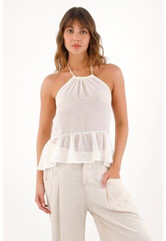 Topmark Camisa Cuello Halter Con Bolero Crudo Para Mujer topmark