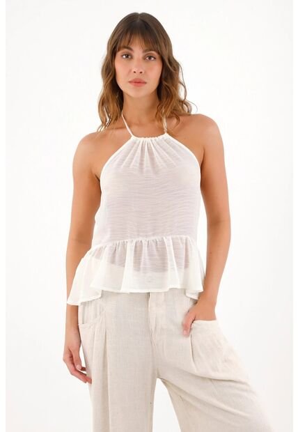 Topmark Camisa Cuello Halter Con Bolero Crudo Para Mujer