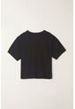 Topmark Camiseta Ajustada Acanalada Negra Para Mujer de topmark