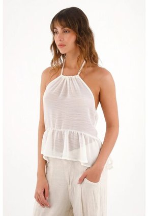 Topmark Camisa Cuello Halter Con Bolero Crudo Para Mujer