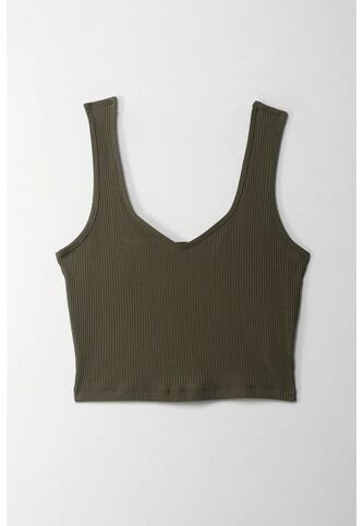 Topmark Camiseta Crop En Rib Verde Para Mujer topmark