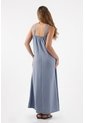 Topmark Vestido Para Mujer De Viscosa Azul Humo Relajado Con Escote Halter Anudado de topmark
