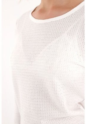 Topmark Camiseta Blanca Cuello Redondo Con Textura Para Mujer