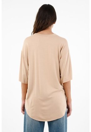 Camiseta Café Con Ruedo Largo Para Mujer