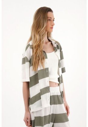 Topmark Camisa Manga Corta Con Diseño A Rayas Para Mujer