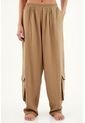 Pantalón Con Bolsillos Cargo Café Para Mujer de topmark
