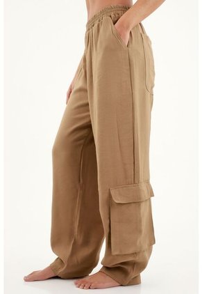 Pantalón Con Bolsillos Cargo Café Para Mujer