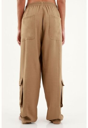 Pantalón Con Bolsillos Cargo Café Para Mujer