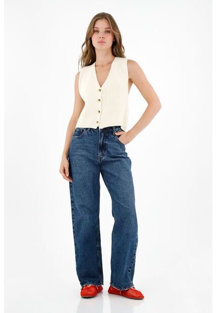 Topmark Chaleco Tejido Crudo Para Mujer